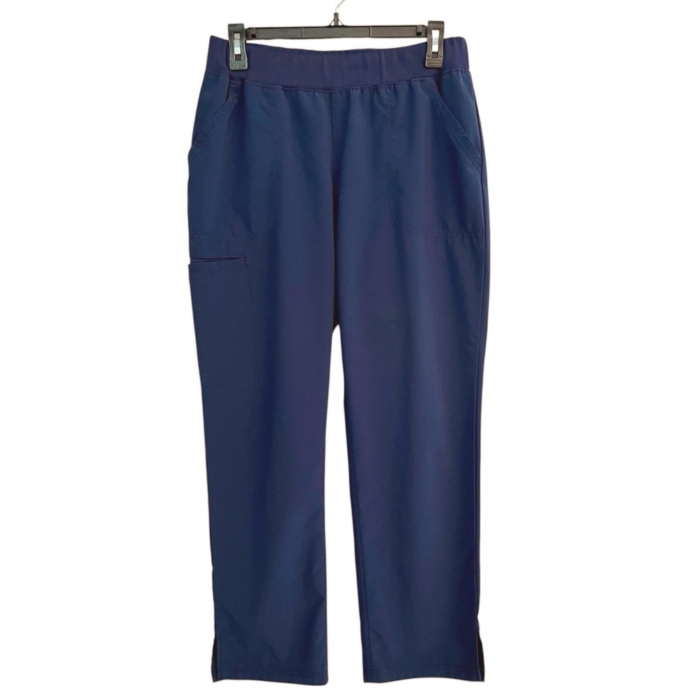 HeartSoul Women’s Mid Rise Pull On Scrub Pant Style HS075P Navy Blue Petite Med - Picture 4 of 7